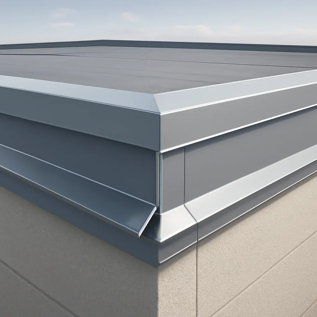 Commercial roof edge detail informed by custom-fabricated vs prefabricated roof metals