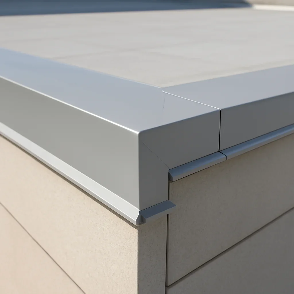 Commercial roof edge detail informed by shop-fabricated vs jobsite-bent trim