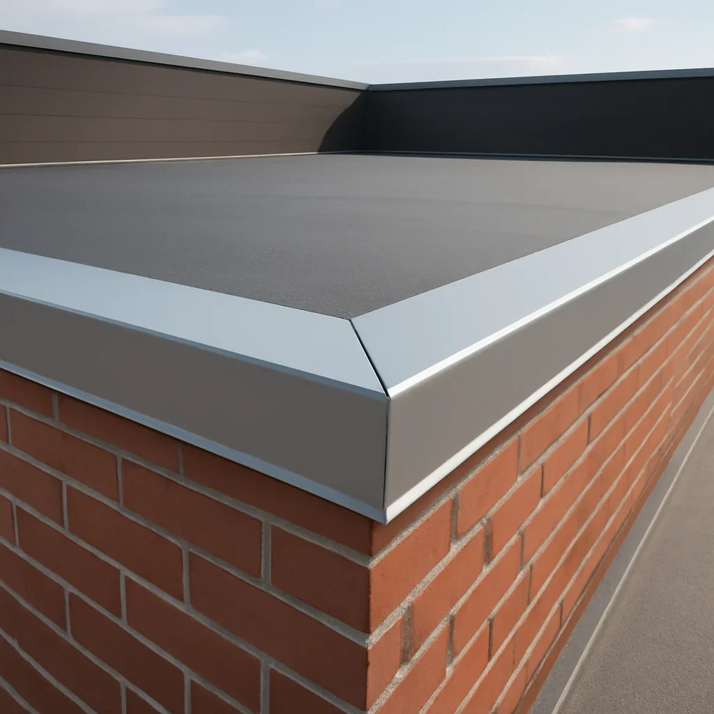 Coping Caps installed as part of a finished roof edge condition
