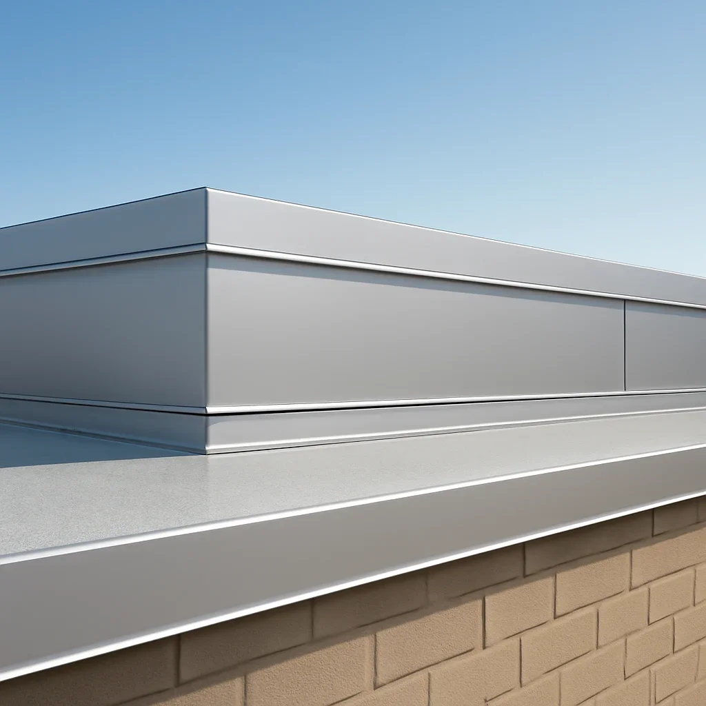 Custom Flashing installed as part of a finished roof edge condition