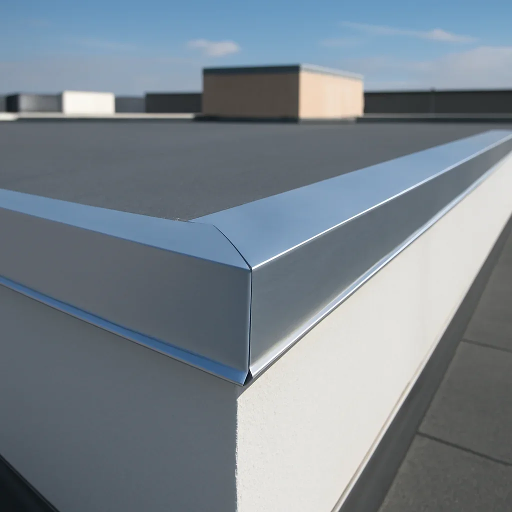 Custom Sheet Metal Fabrication installed as part of a finished roof edge condition