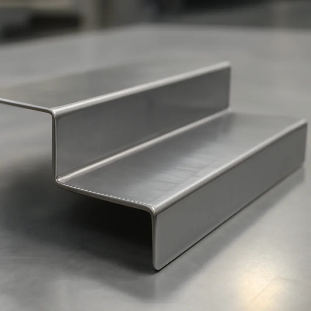 Close view of custom sheet metal fabrication profile and finish quality