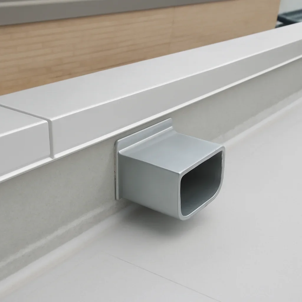 Scuppers installed as part of a finished roof edge condition