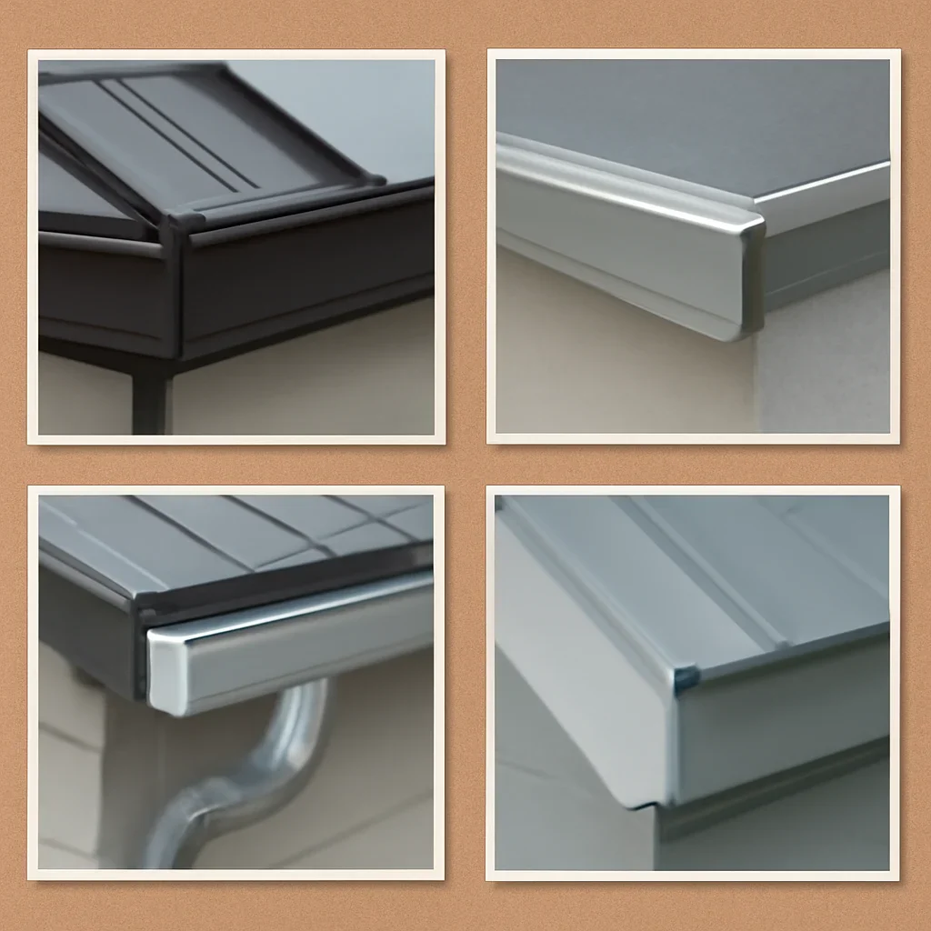 Mixed project gallery board with roof edge and drainage metal examples