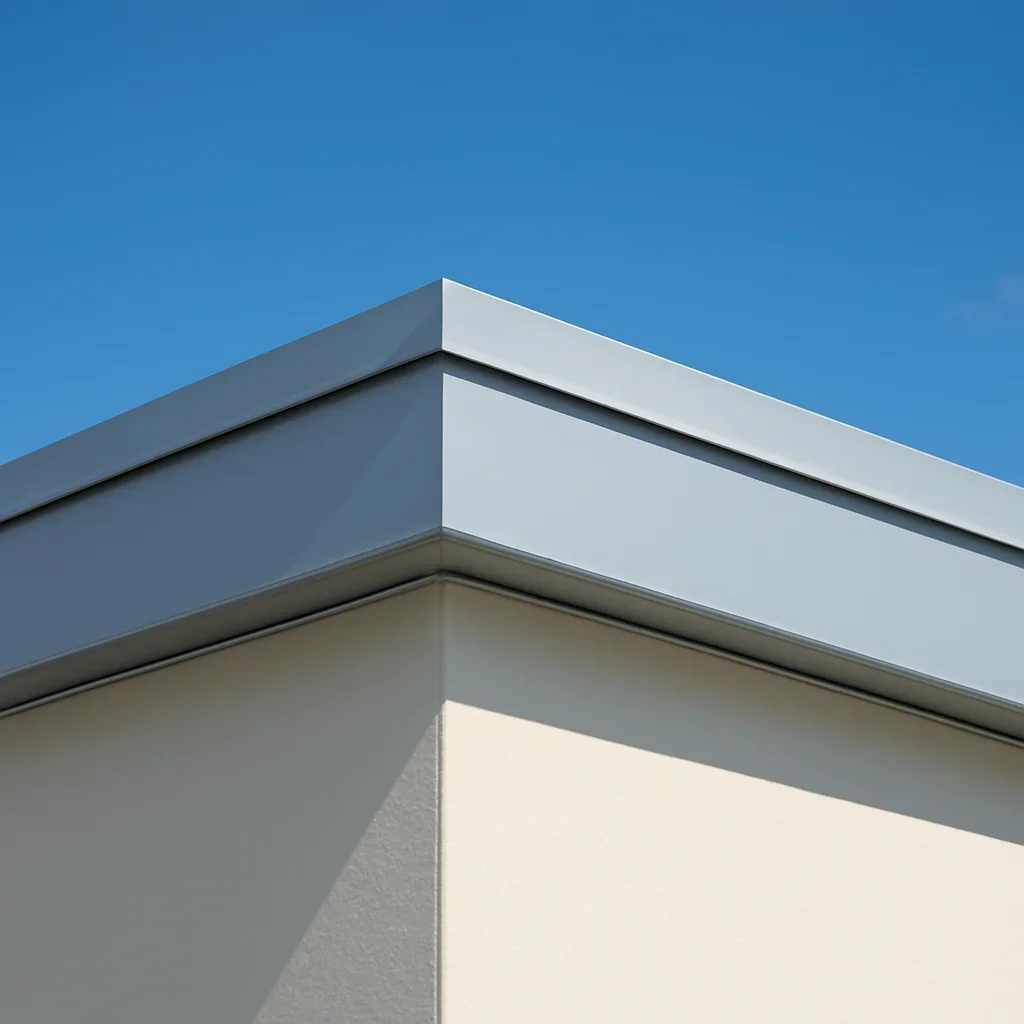 Commercial roof edge detail showing clean finished metal at the perimeter