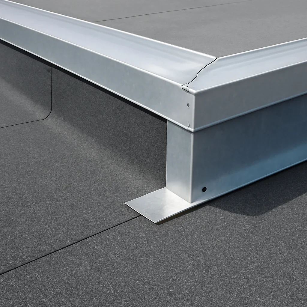 Installed metal detail for a built-up roof systems project