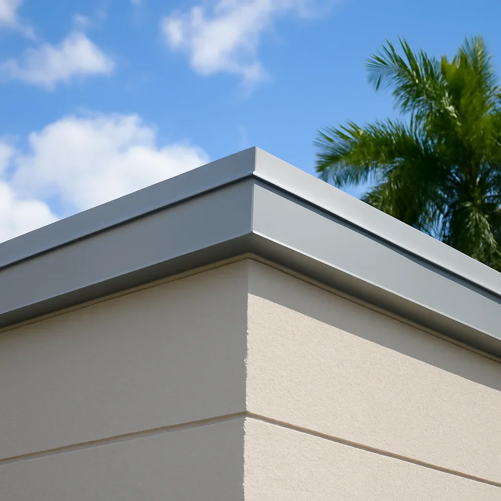 Finished roof edge metal on a commercial building in South Florida