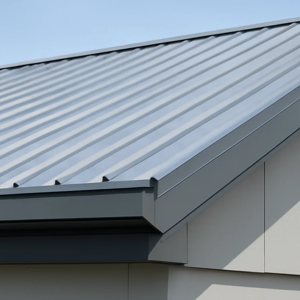Finished roof detail representing new construction roof metals
