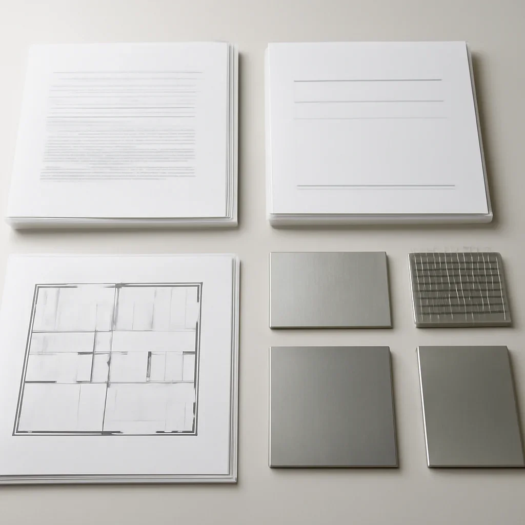 Organized documents and metal samples related to es-1 & code guidance