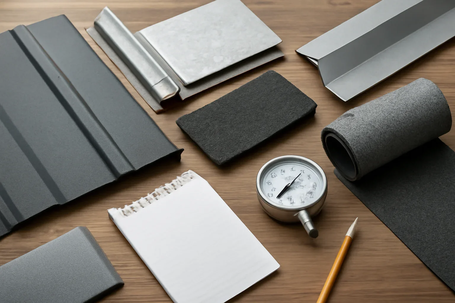 Materials & Gauges materials and notes arranged for contractor review