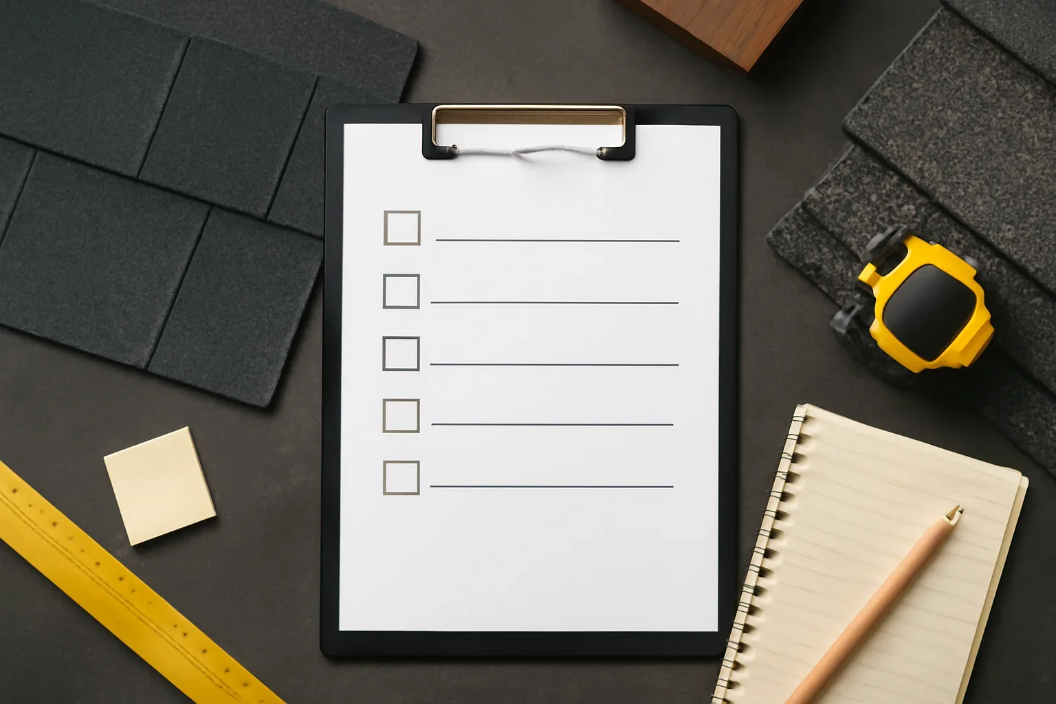Quote Checklist materials and notes arranged for contractor review
