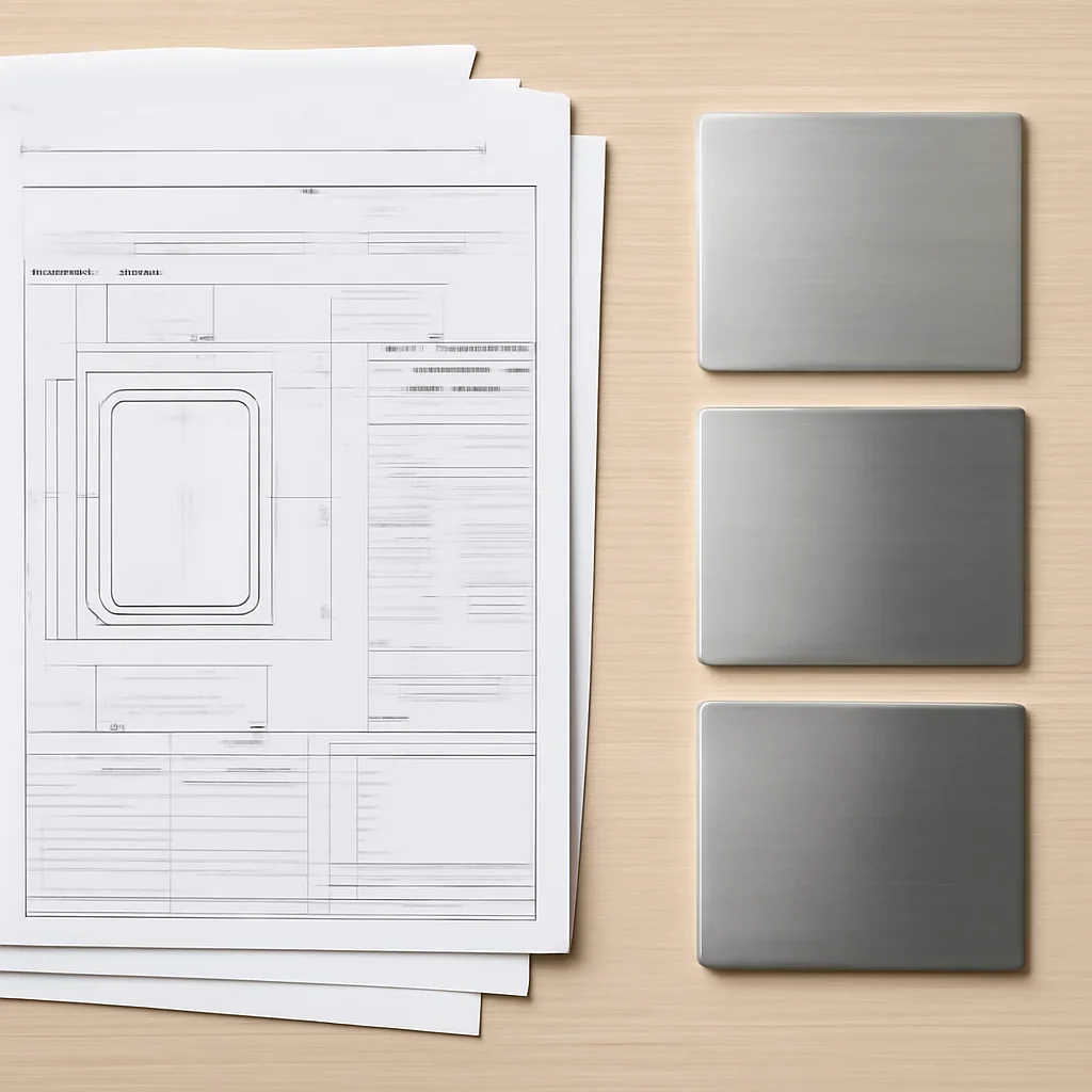 Fabrication support documents and labeled metal samples for contractor review